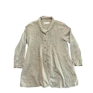 Kleen Women's Beige tan Long Sleeves Button Down Shirt Size Medium